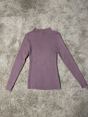 Women's Ribbed Long-Sleeve Mock Neck Top - Mauve